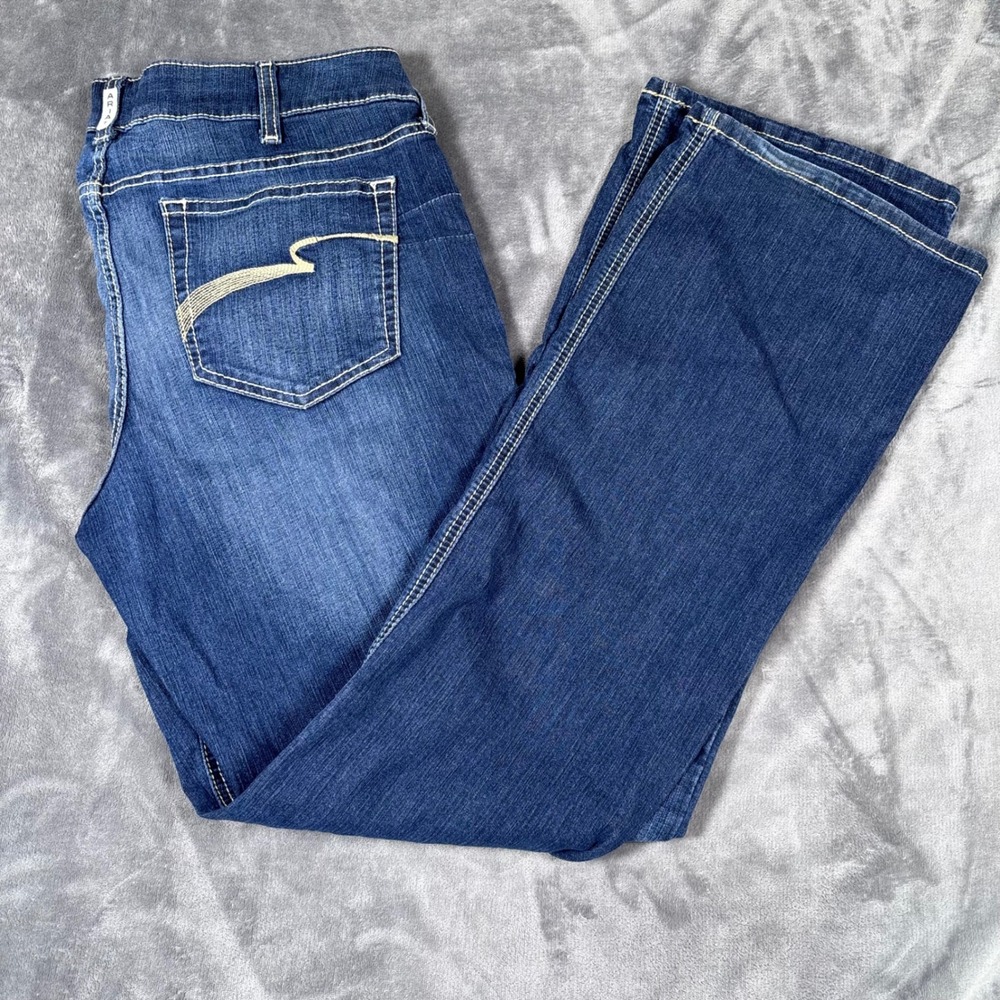 Ariat Real Denim Bootcut Jeans Dark Wash Blue Mid Rise 34XL Contrast Stitching